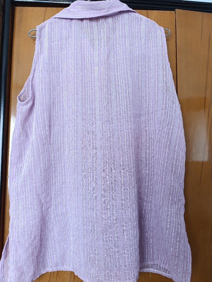 Mor Kolsuz Keten Gömlek - Görsel 2