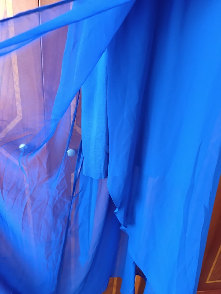 Lacivert Uzun Askılı Drapeli Elbise - Görsel 3