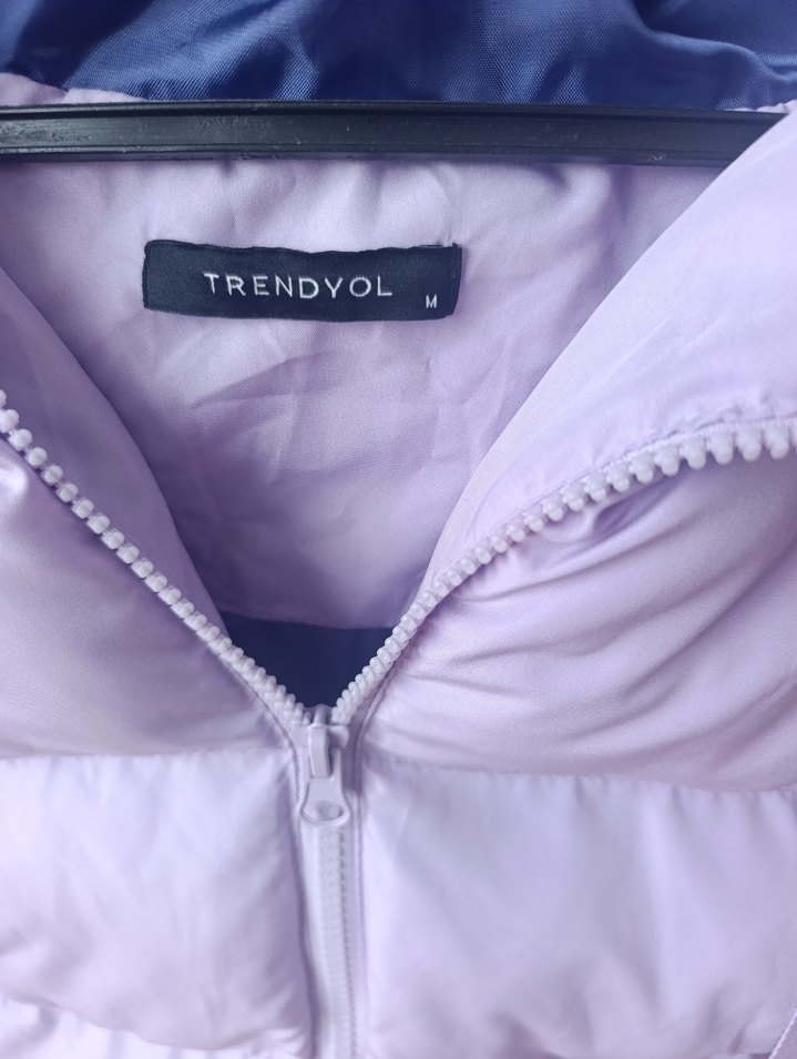 Pastel Mor Kapüşonlu Kadın Kışlık Mont - Görsel 2
