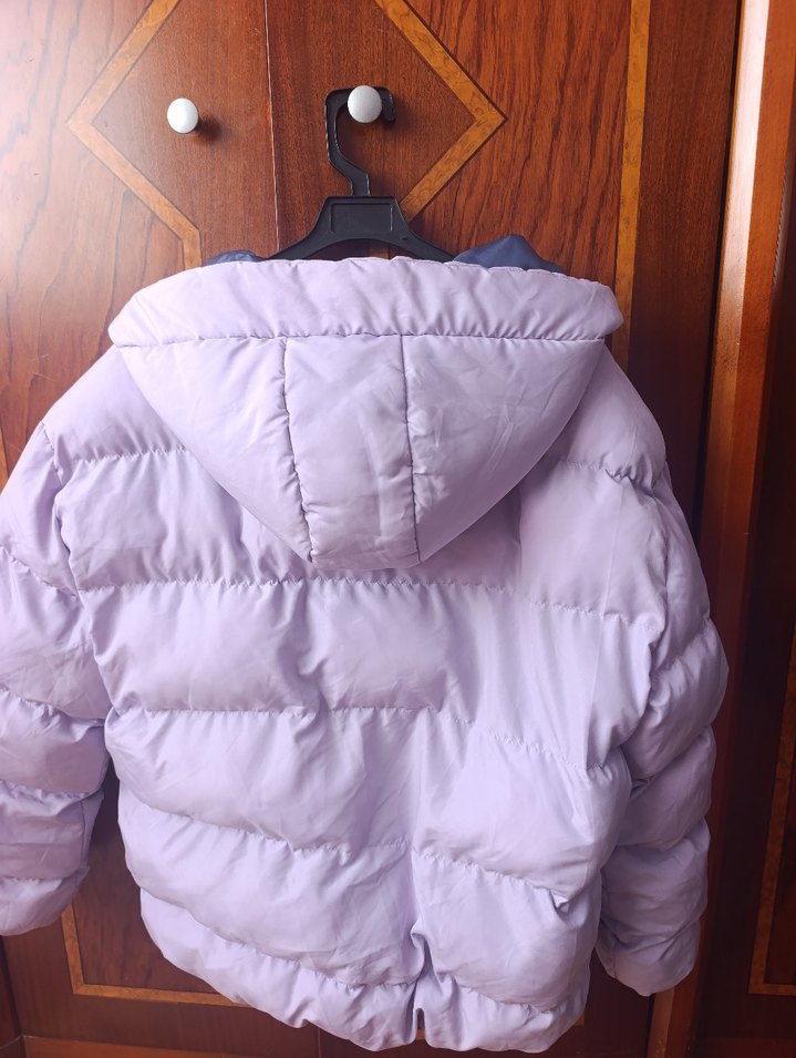 Pastel Mor Kapüşonlu Kadın Kışlık Mont - Görsel 3