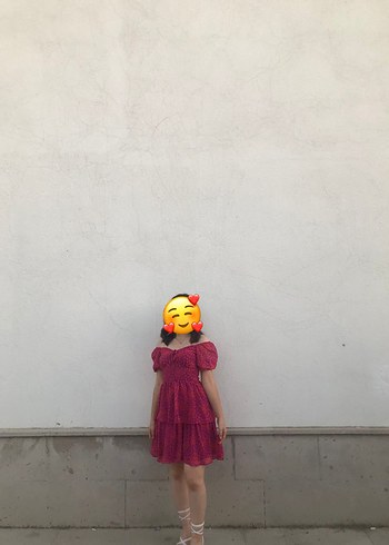 s Beden pembe Renk Pembe Kat Kat Kısa Elbise