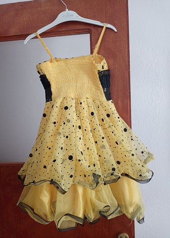 Parlak Sarı kız çocuk elbise - Görsel 2