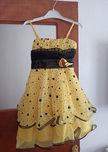 Parlak Sarı kız çocuk elbise - Görsel 3