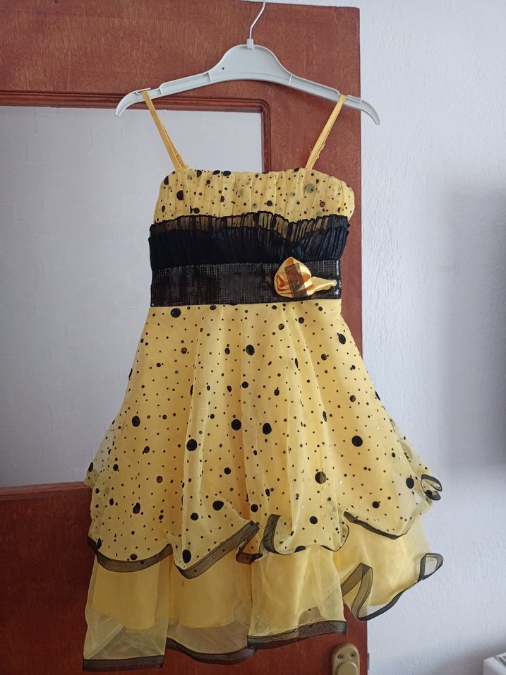 Parlak Sarı kız çocuk elbise - Görsel 3