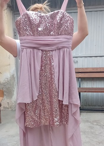 Turkuaz Straplez Uzun Abiye Elbise - Görsel 3