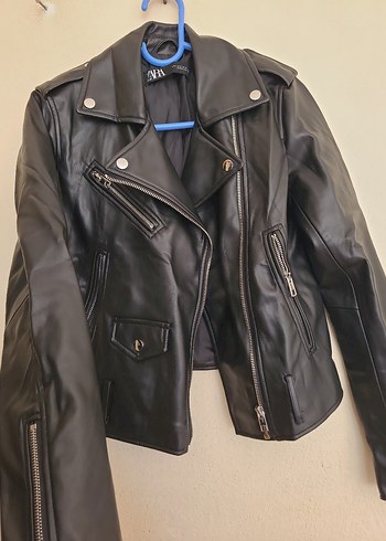 xs Beden zara marka Siyah Deri Biker Ceket