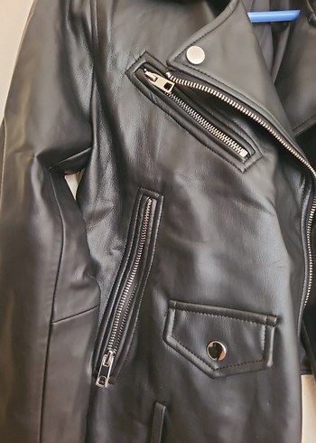 Zara zara marka Siyah Deri Biker Ceket