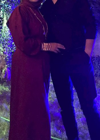 Ceylan Kadın Bordo Uzun İpek Elbise