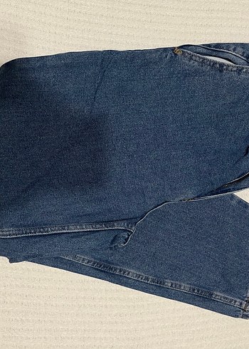 Kadın Mavi Midi Bol Kesim Denim Jean