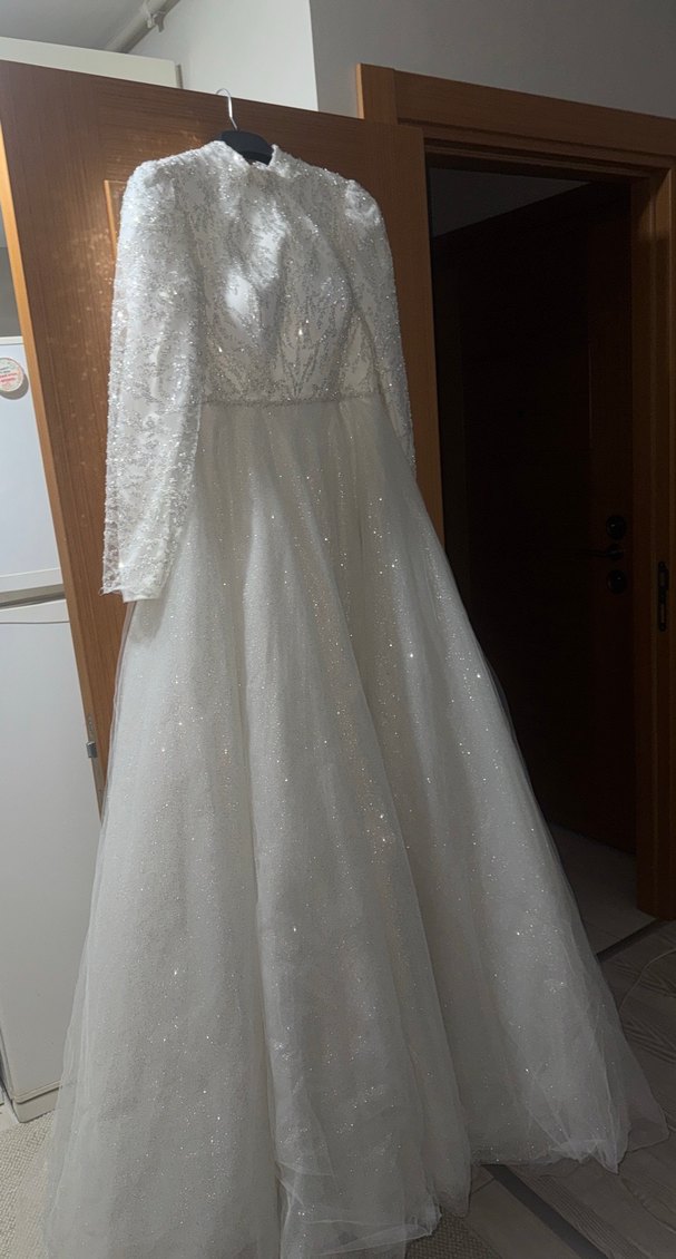 Uzun Kollu Prenses Gelinlik - Görsel 5