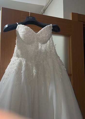 Straplez A Kesim Uzun Beyaz Gelinlik - Görsel 2