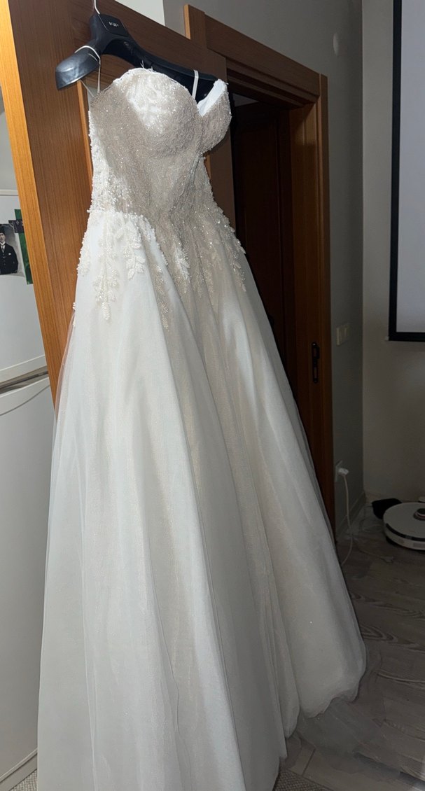 Straplez A Kesim Uzun Beyaz Gelinlik - Görsel 5