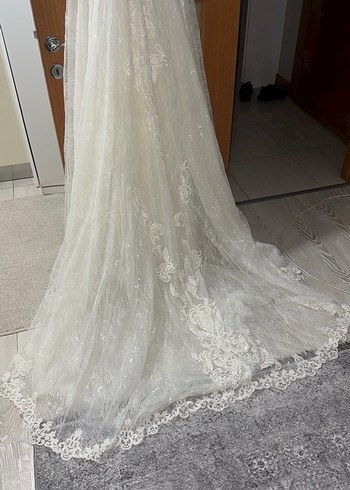 Uzun Kollu Yüksek Yakalı Vintage Prenses Gelinlik - Görsel 7