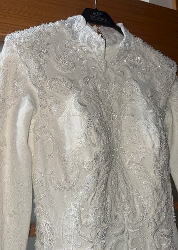 Uzun Kollu Yüksek Yakalı Vintage Prenses Gelinlik - Görsel 4