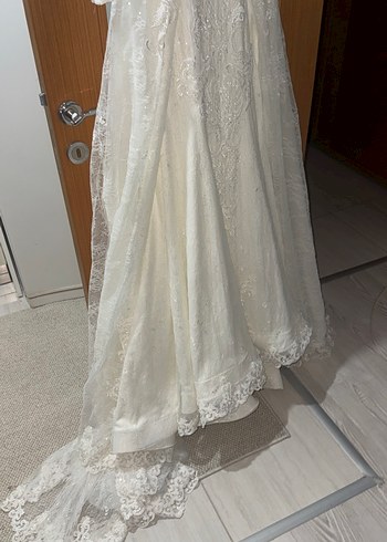 Uzun Kollu Yüksek Yakalı Vintage Prenses Gelinlik - Görsel 3