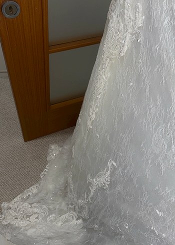 Uzun Kollu Yüksek Yakalı Vintage Prenses Gelinlik - Görsel 6