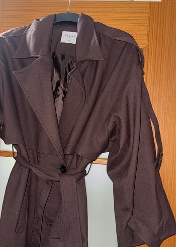 Kahverengi Süet Kemerli Kadın Trençkot - Görsel 2