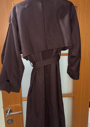 Kahverengi Süet Kemerli Kadın Trençkot - Görsel 5