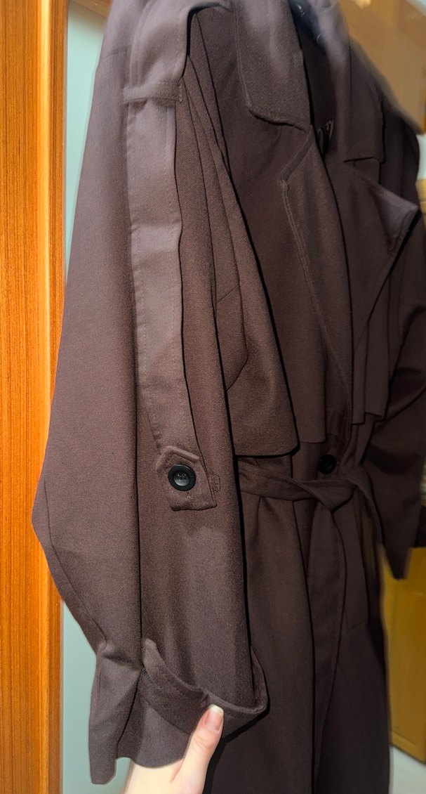 Kahverengi Süet Kemerli Kadın Trençkot - Görsel 4