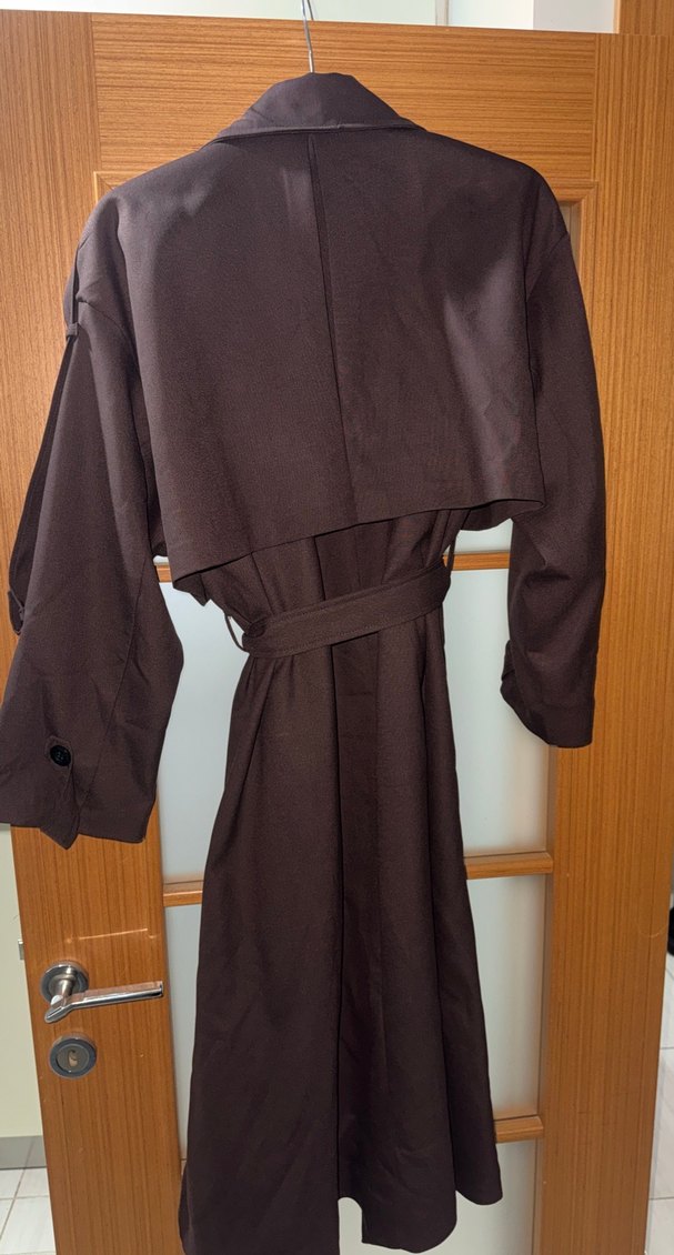 Kahverengi Süet Kemerli Kadın Trençkot - Görsel 5