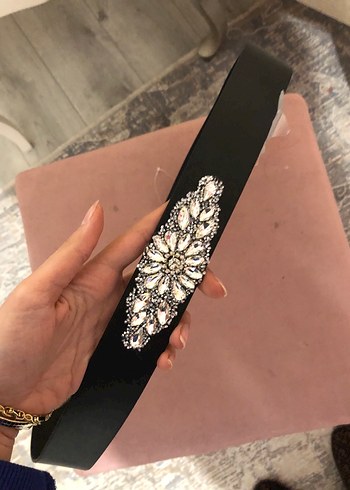 Siyah Deri Taş İşlemeli Kemer - Görsel 7