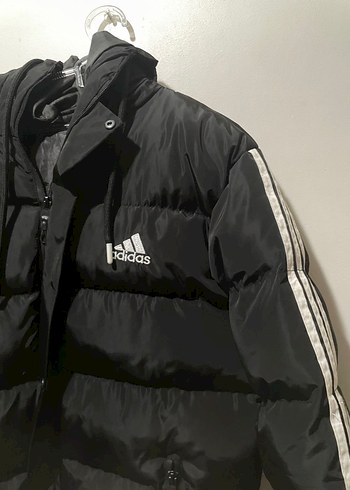 Siyah Adidas Fermuarlı Erkek Mont
