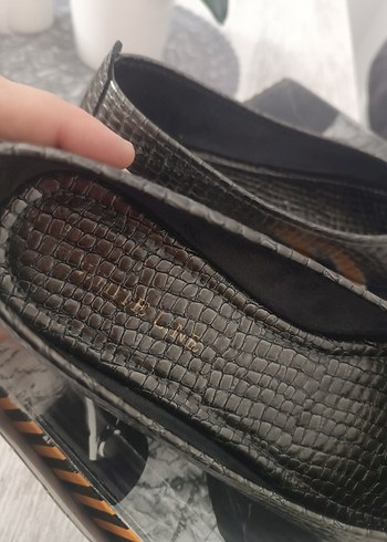 Gri Yılan Desenli Kadın Topuklu Babet - Görsel 6