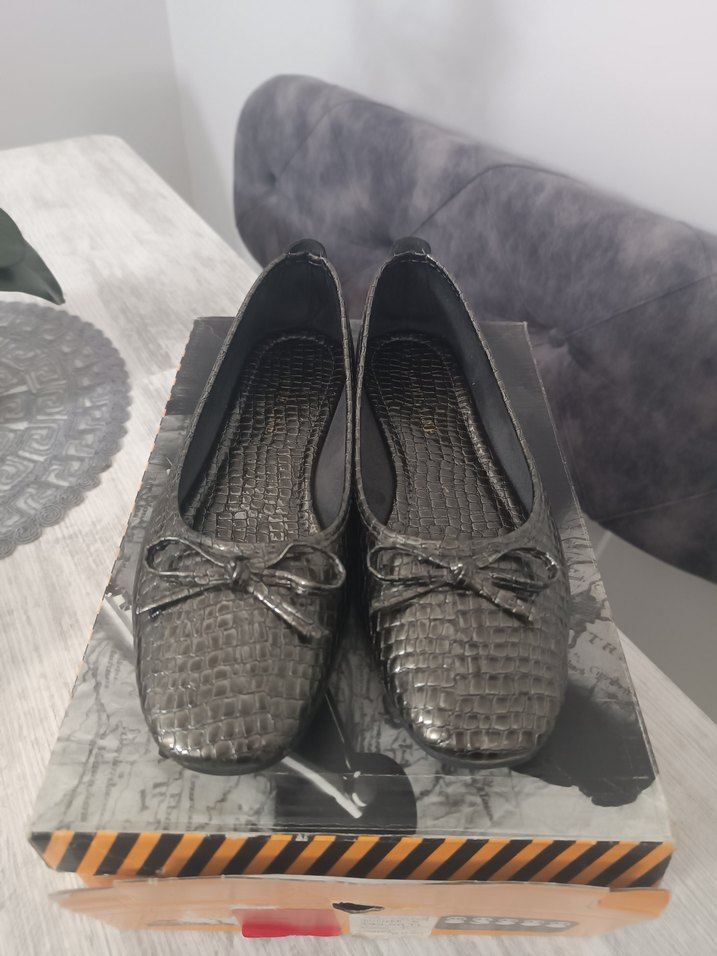 Gri Yılan Desenli Kadın Topuklu Babet - Görsel 4