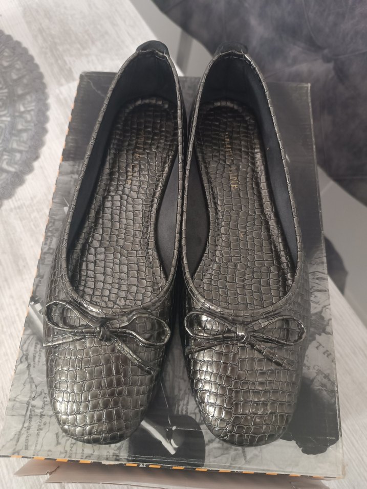 Gri Yılan Desenli Kadın Topuklu Babet - Görsel 2