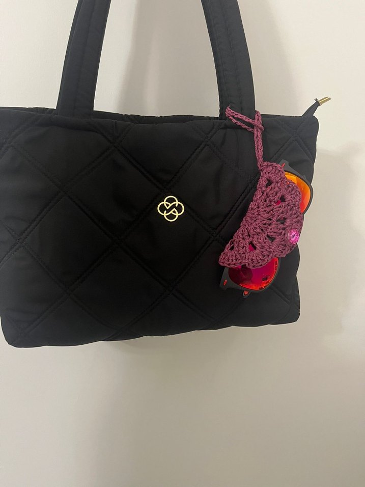 Mor Dantelli Örgü gözlük charmı - Görsel 2