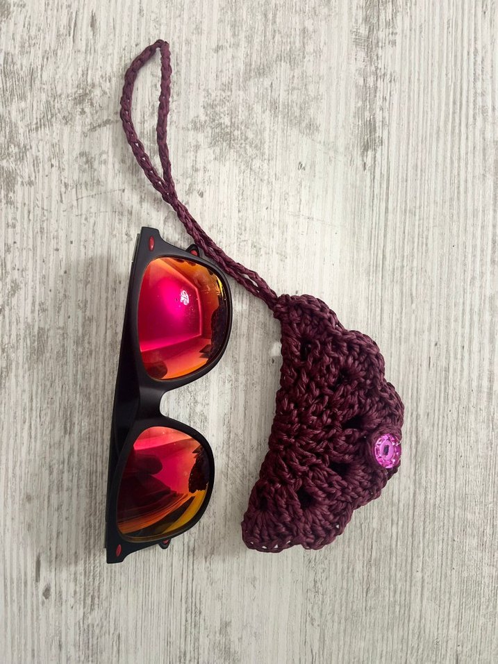 Mor Dantelli Örgü gözlük charmı - Görsel 3