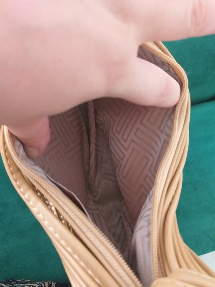 Bej Deri Bohem Elastik Kadın Çanta - Görsel 3