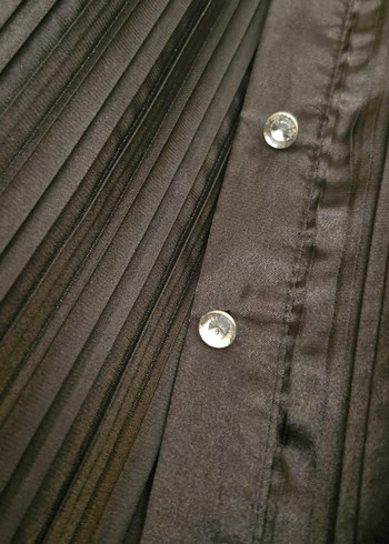 xl Beden Kadın Siyah Pilili Gotik Gömlek