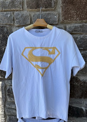 Diğer Beyaz Oversize Superman Baskılı Tişört ve şort takım