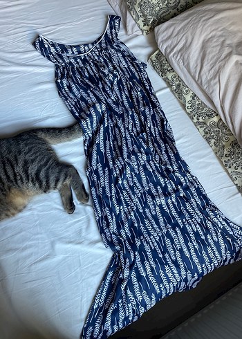 Bohem Tarzı Lacivert Kedi Elbisesi