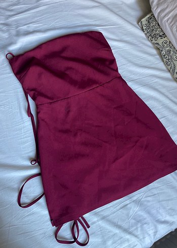Bordo Kadın Mini Elbise