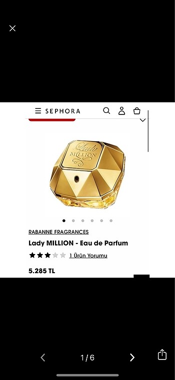 orjinal 80 ml lady million sephoradan alındı