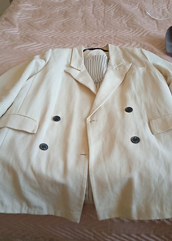 Düğmeli Krem blazer Ceket