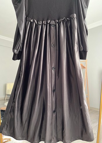 Diğer Düğmeli Siyah Uzun Kollu Gotik Elbise