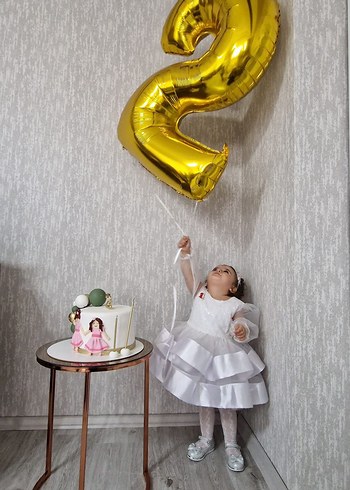 Pixy Kız Çocuk Beyaz Fiyonk Detaylı gelinlik Elbise