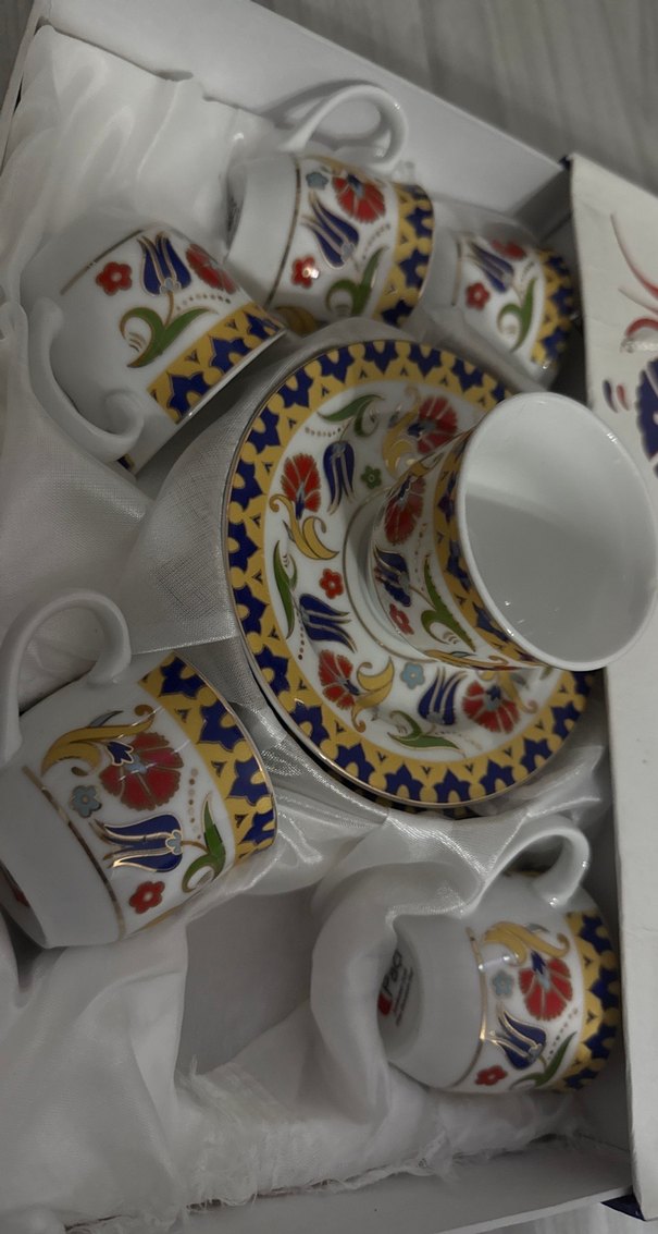 Renkli Desenli Kahve Fincanı Takımı - Görsel 2