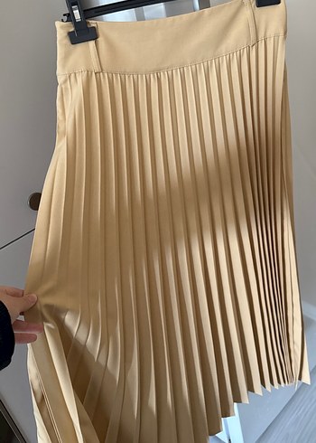 Bej Piliseli Midi Kadın Etek - Görsel 2