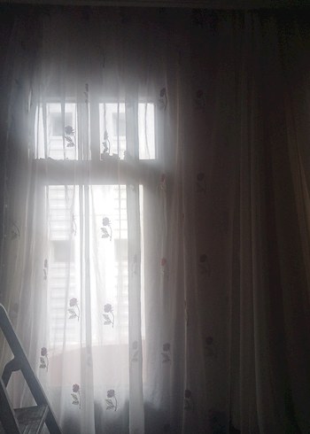 Nakışlı Beyaz tül Perde - Görsel 2