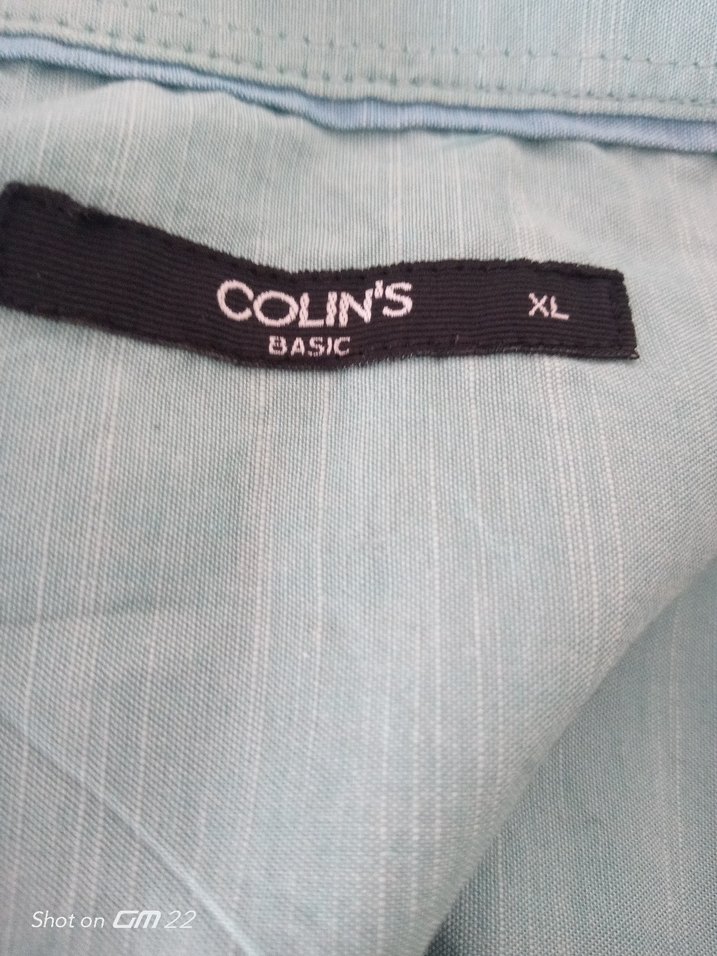 Mavi Keten Erkek Gömlek, Uzun Kollu, Düğmeli - Görsel 2