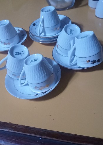 altın yaldızlı Beyaz Porselen 6'lı Fincan Takımı - Görsel 4