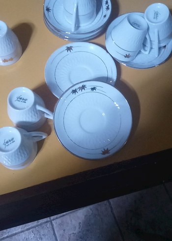 altın yaldızlı Beyaz Porselen 6'lı Fincan Takımı - Görsel 6