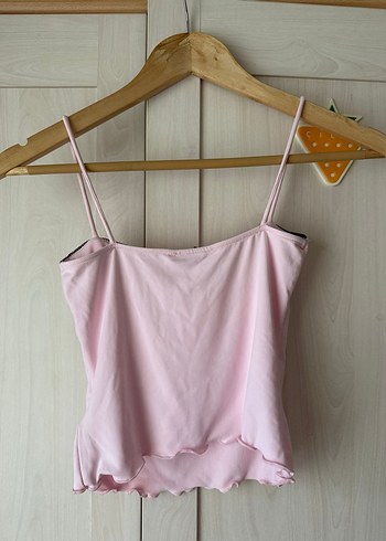Bershka Pembe İnce Askılı Crop
