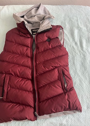 Bordo Kapüşonlu Fermuarlı Kadın Yelek