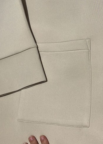 Bej Düğmeli Midi Kadın Ceket - Görsel 3