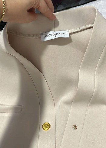 Bej Düğmeli Midi Kadın Ceket - Görsel 2